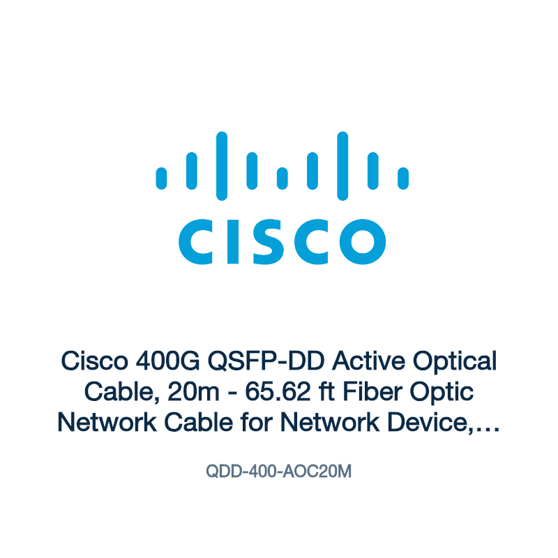 QDD-400-AOC20M: Cisco 400G QSFP-DD Active Optical Cable, 20m