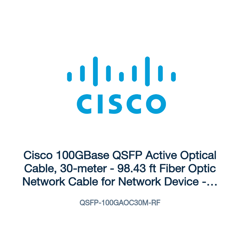 QSFP-100GAOC30M-RF: Cisco 100GBase QSFP Active Optical Cable, 30-meter