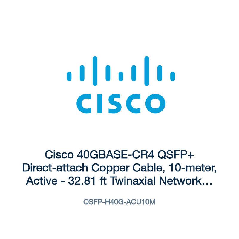 QSFP-H40G-ACU10M: Cisco 40GBASE-CR4 QSFP+ Direct-attach Copper Cable, 10-meter, Active