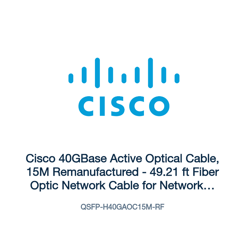 QSFP-H40GAOC15M-RF: Cisco 40GBase Active Optical Cable, 15M Remanufactured