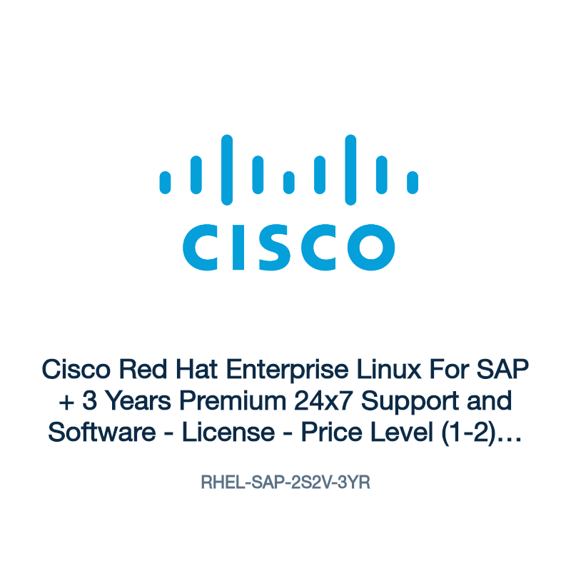 RHEL-SAP-2S2V-3YR: Cisco Red Hat Enterprise Linux For SAP + 3 Years Premium 24x7 Support