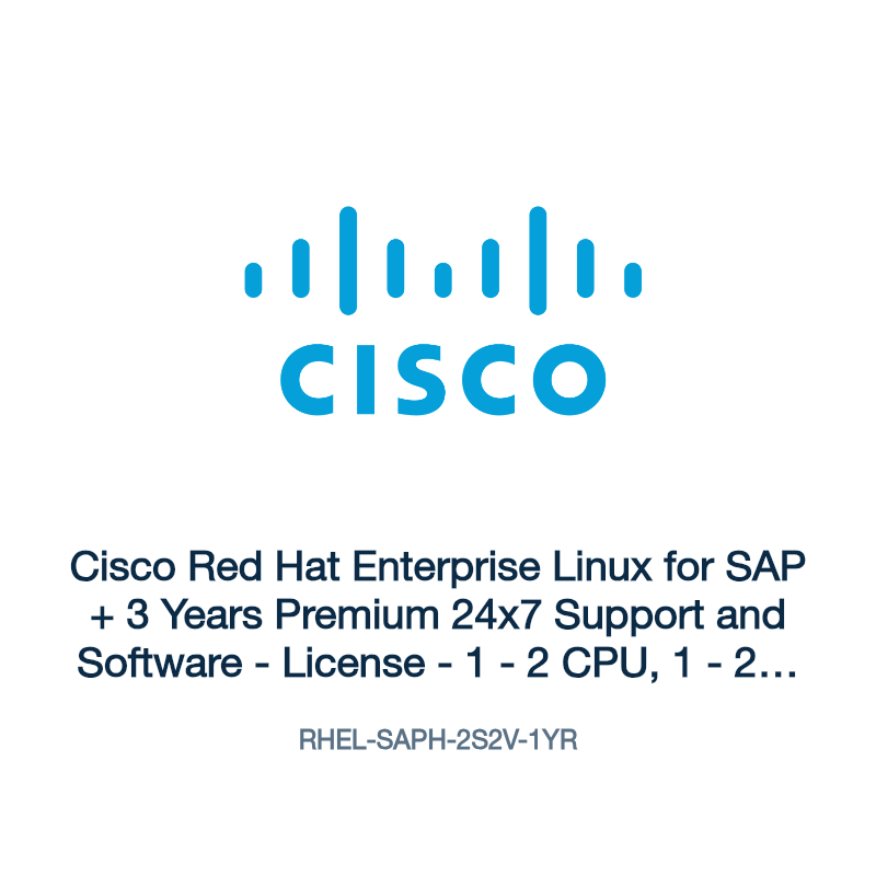 RHEL-SAPH-2S2V-1YR: Cisco Red Hat Enterprise Linux for SAP + 3 Years Premium 24x7 Support