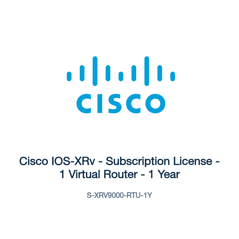 S-XRV9000-RTU-1Y: Cisco IOS-XRv - Subscription License - 1 Virtual Router - 1 Year