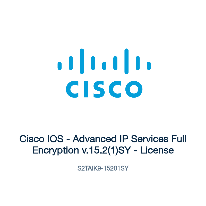 S2TAIK9-15201SY: Cisco IOS - Advanced IP Services Full Encryption v.15.2(1)SY - License