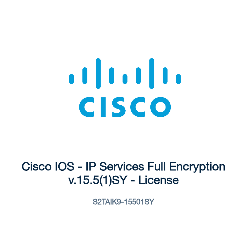 S2TAIK9-15501SY: Cisco IOS - IP Services Full Encryption v.15.5(1)SY - License
