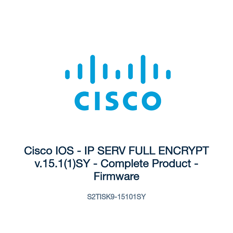 S2TISK9-15101SY: Cisco IOS - IP SERV FULL ENCRYPT v.15.1(1)SY - Complete Product -