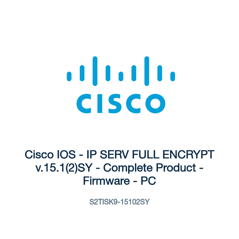 S2TISK9-15102SY: Cisco IOS - IP SERV FULL ENCRYPT v.15.1(2)SY - Complete Product -