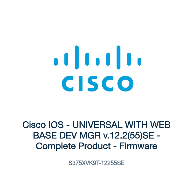 S375XVK9T-12255SE: Cisco IOS - UNIVERSAL WITH WEB BASE DEV MGR v.12.2(55)SE - Complete