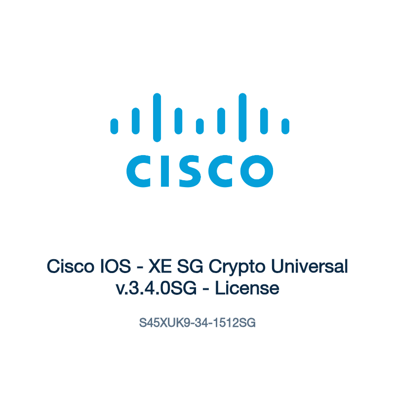 S45XUK9-34-1512SG: Cisco IOS - XE SG Crypto Universal v.3.4.0SG - License