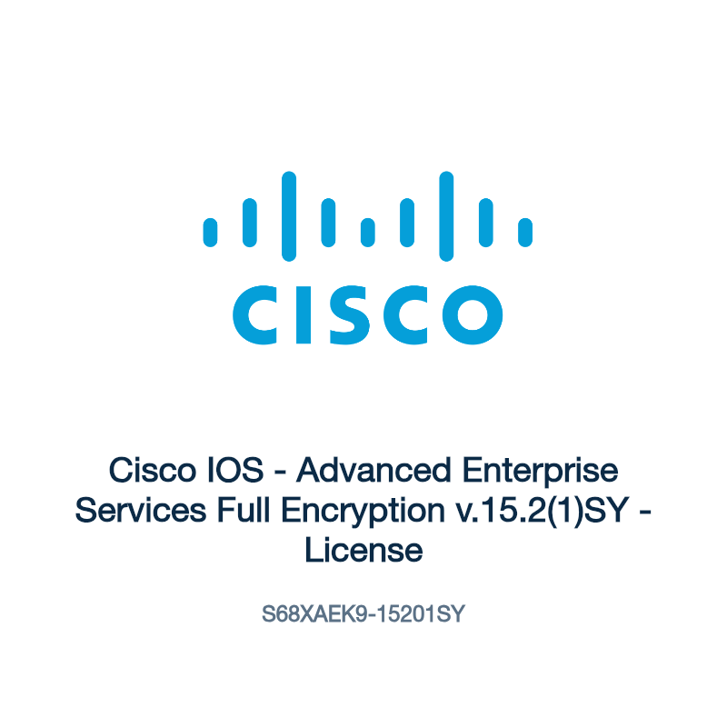 S68XAEK9-15201SY: Cisco IOS - Advanced Enterprise Services Full Encryption v.15.2(1)SY