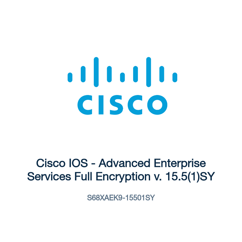 S68XAEK9-15501SY: Cisco IOS - Advanced Enterprise Services Full Encryption v. 15.5(1)SY