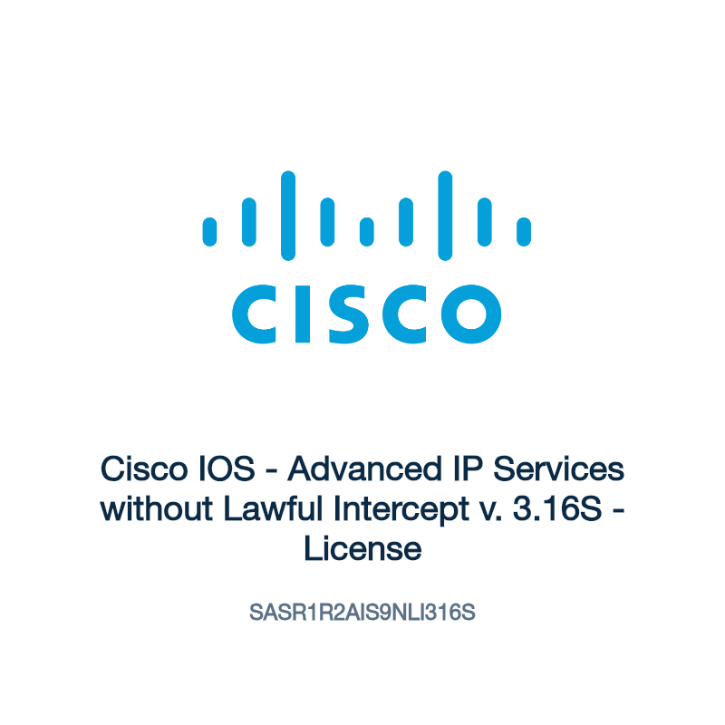 SASR1R2AIS9NLI316S: Cisco IOS - Advanced IP Services without Lawful Intercept v. 3.16S -