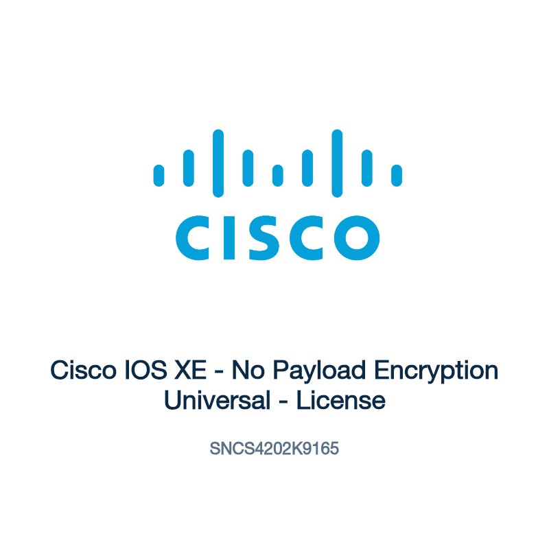 SNCS4202K9165: Cisco IOS XE - No Payload Encryption Universal - License