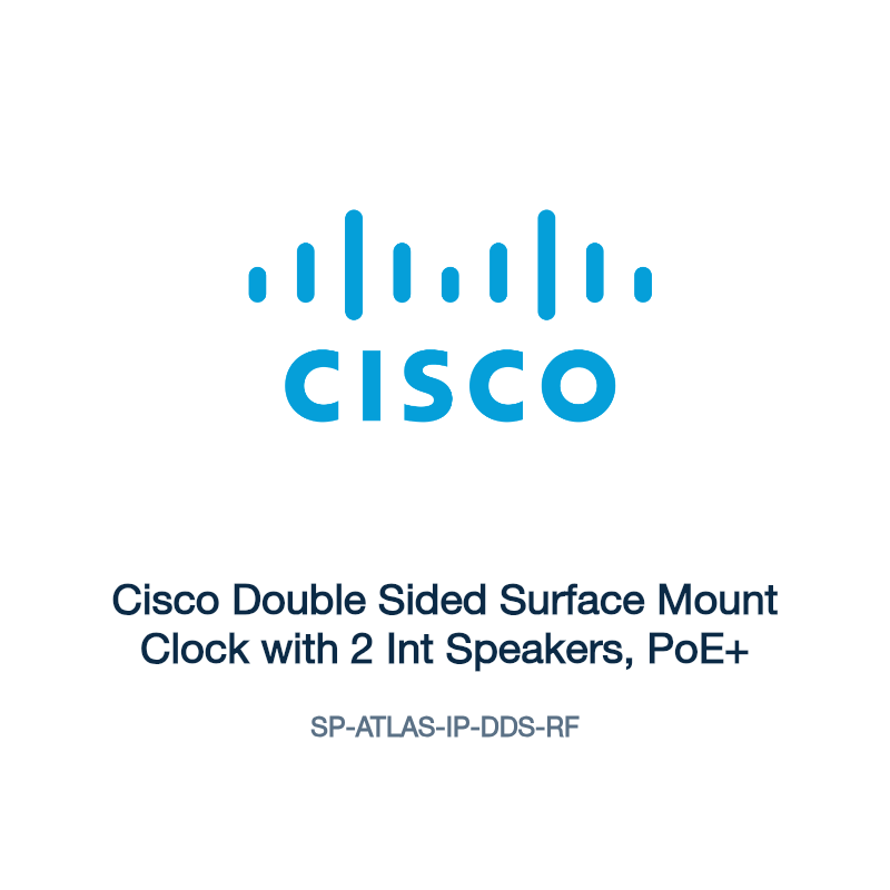 SP-ATLAS-IP-DDS-RF: Cisco Double Sided Surface Mount Clock with 2 Int Speakers, PoE+