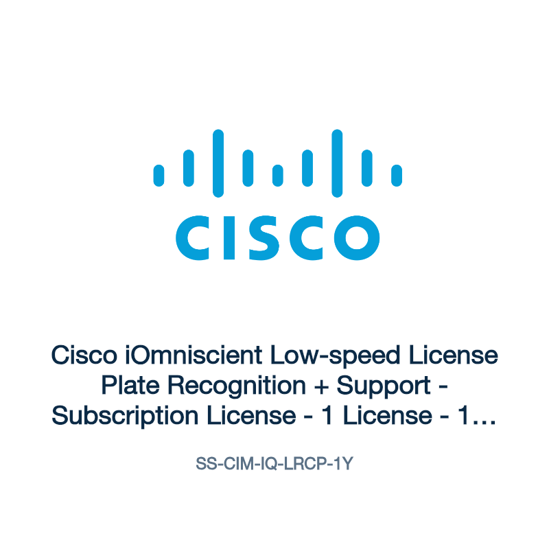 SS-CIM-IQ-LRCP-1Y: Cisco iOmniscient Low-speed License Plate Recognition + Support