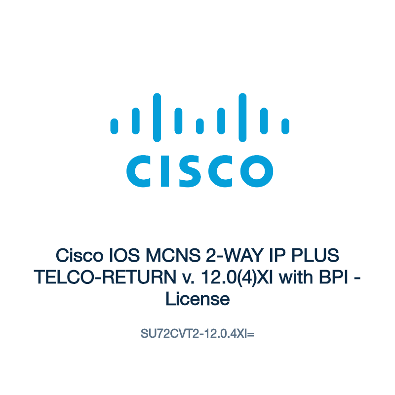 SU72CVT2-12.0.4XI=: Cisco IOS MCNS 2-WAY IP PLUS TELCO-RETURN v. 12.0(4)XI with BPI