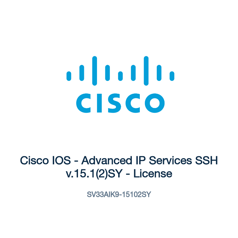 SV33AIK9-15102SY: Cisco IOS - Advanced IP Services SSH v.15.1(2)SY - License