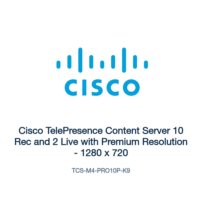 TCS-M4-PRO10P-K9: Cisco TelePresence Content Server 10 Rec and 2 Live with Premium