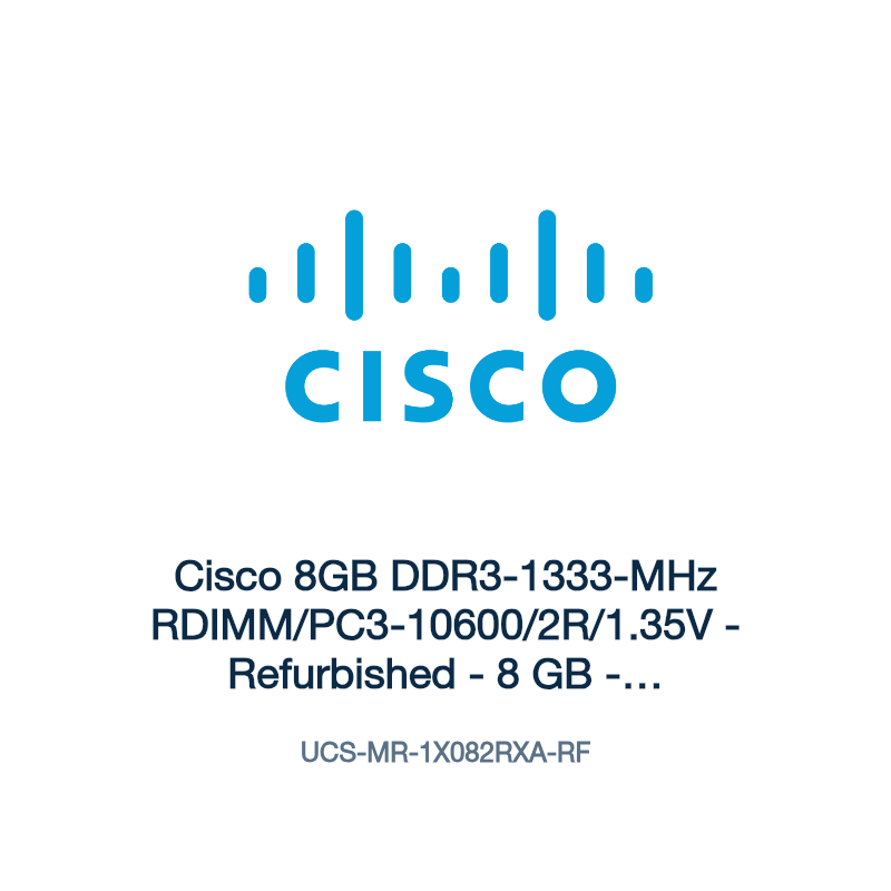 UCS-MR-1X082RXA-RF: Cisco 8GB DDR3-1333-MHz RDIMM/PC3-10600/2R/1.35V