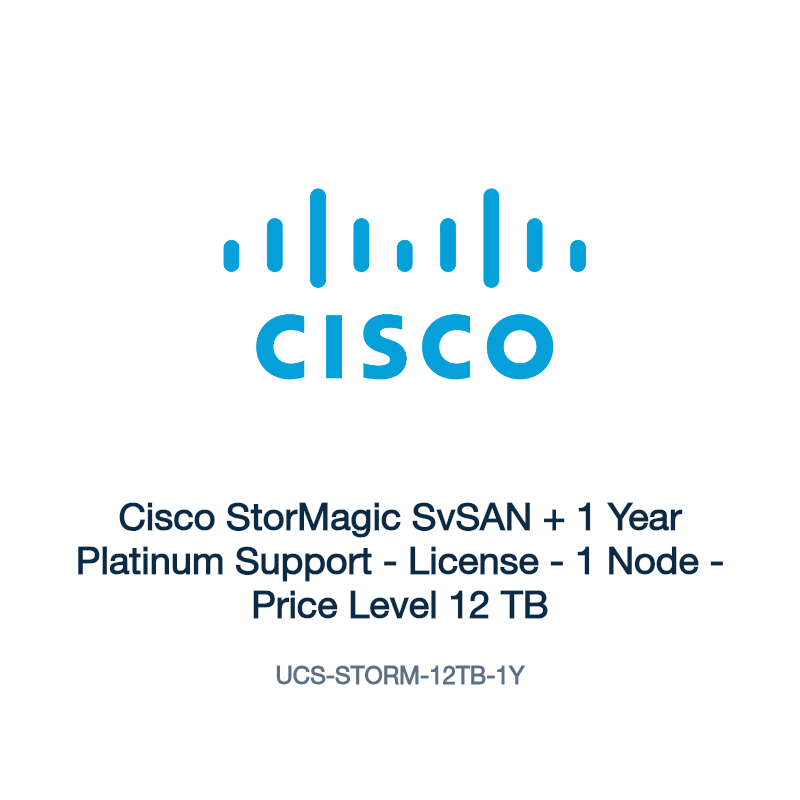 UCS-STORM-12TB-1Y: Cisco StorMagic SvSAN + 1 Year Platinum Support