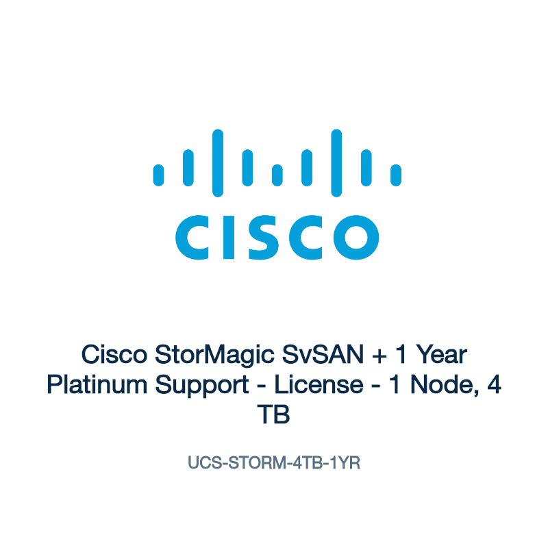 UCS-STORM-4TB-1YR: Cisco StorMagic SvSAN + 1 Year Platinum Support