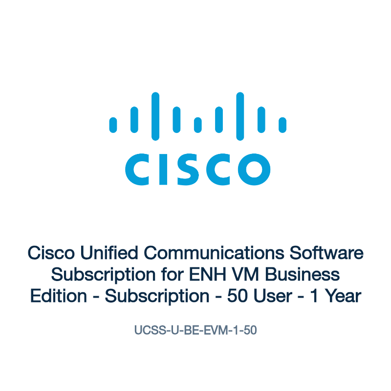 UCSS-U-BE-EVM-1-50: Cisco Unified Communications Software Subscription for ENH VM