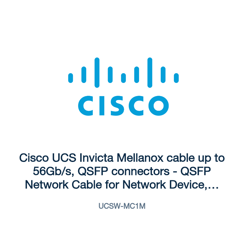 UCSW-MC1M: Cisco UCS Invicta Mellanox cable up to 56Gb/s, QSFP connectors