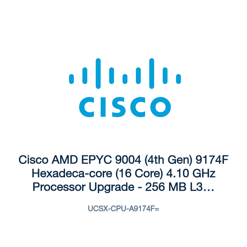 UCSX-CPU-A9174F=: Cisco AMD EPYC 9004 (4th Gen) 9174F Hexadeca-core (16 Core) 4.10 GHz