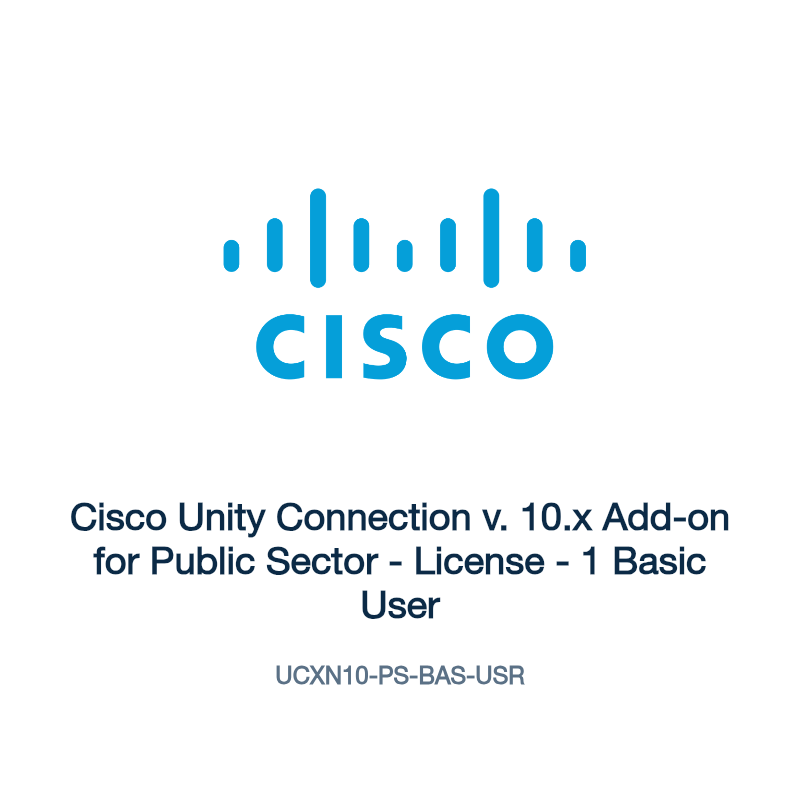 UCXN10-PS-BAS-USR: Cisco Unity Connection v. 10.x Add-on for Public Sector
