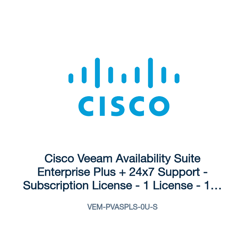 VEM-PVASPLS-0U-S: Cisco Veeam Availability Suite Enterprise Plus + 24x7 Support