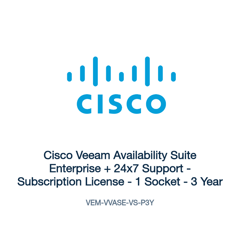 VEM-VVASE-VS-P3Y: Cisco Veeam Availability Suite Enterprise + 24x7 Support
