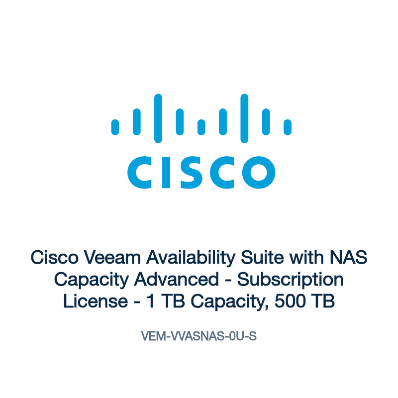 VEM-VVASNAS-0U-S: Cisco Veeam Availability Suite with NAS Capacity Advanced