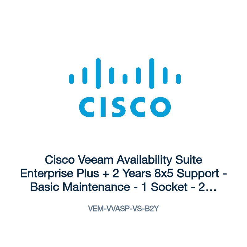 VEM-VVASP-VS-B2Y: Cisco Veeam Availability Suite Enterprise Plus + 2 Years 8x5 Support