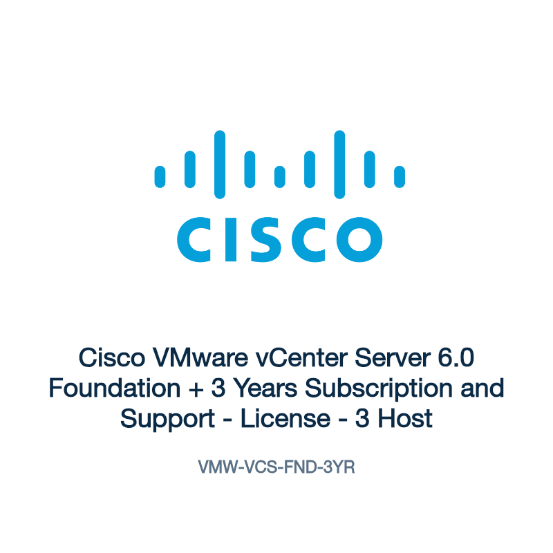 VMW-VCS-FND-3YR: Cisco VMware vCenter Server 6.0 Foundation + 3 Years Subscription and
