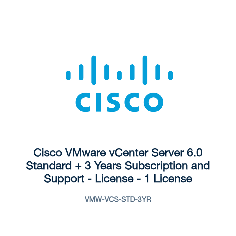 VMW-VCS-STD-3YR: Cisco VMware vCenter Server 6.0 Standard + 3 Years Subscription and