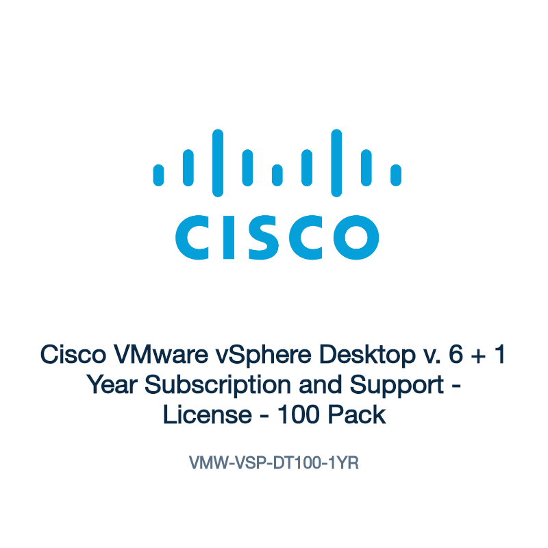VMW-VSP-DT100-1YR: Cisco VMware vSphere Desktop v. 6 + 1 Year Subscription and Support