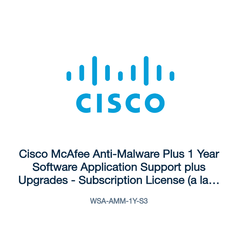 WSA-AMM-1Y-S3: Cisco McAfee Anti-Malware Plus 1 Year Software Application Support