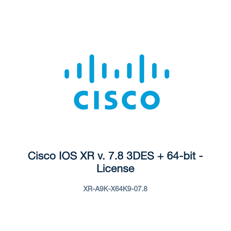 XR-A9K-X64K9-07.8: Cisco IOS XR v. 7.8 3DES + 64-bit